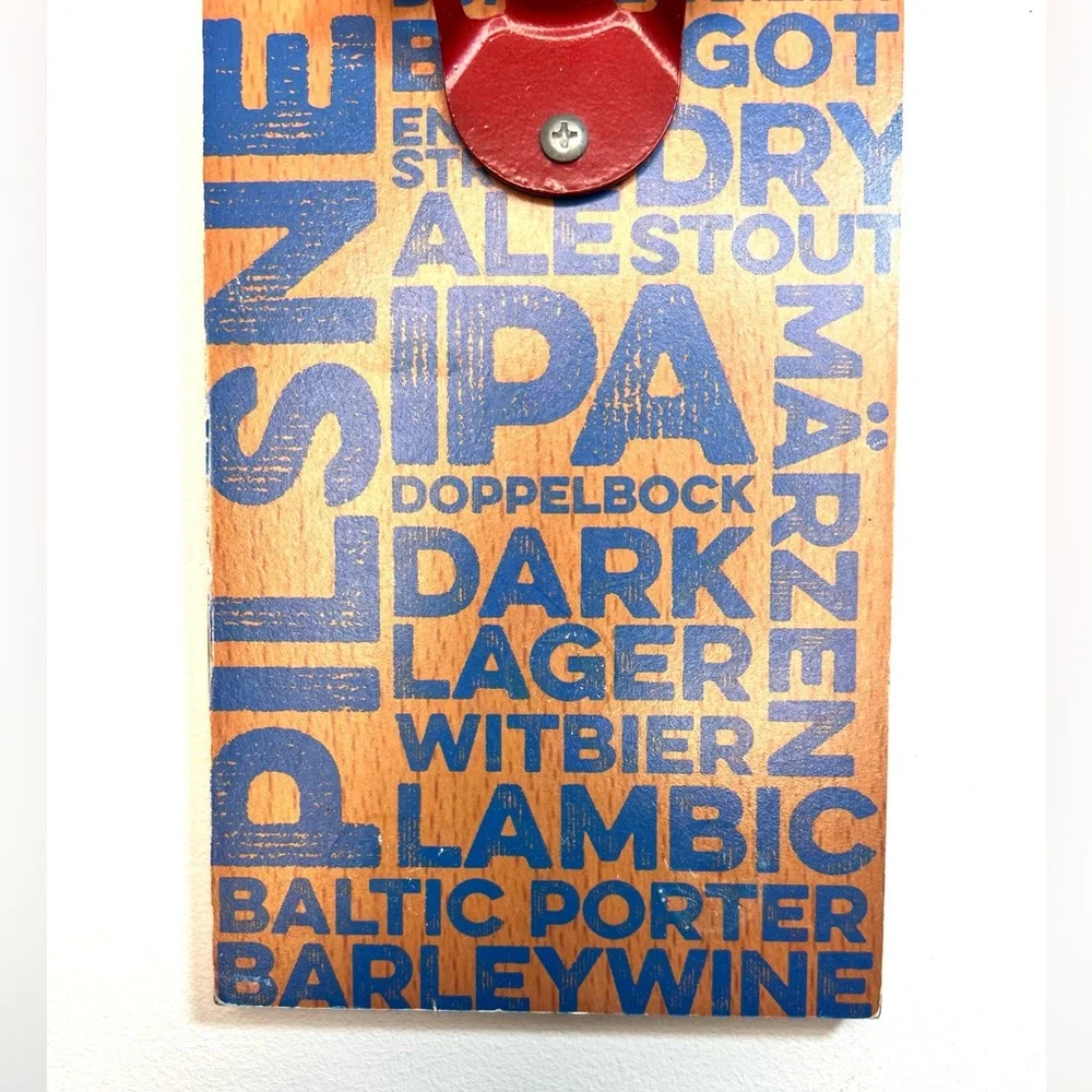 Beer Brewing Wood Wall-Mounted Bottle Opener Magnetic Man Cave Liquor Ale IPA